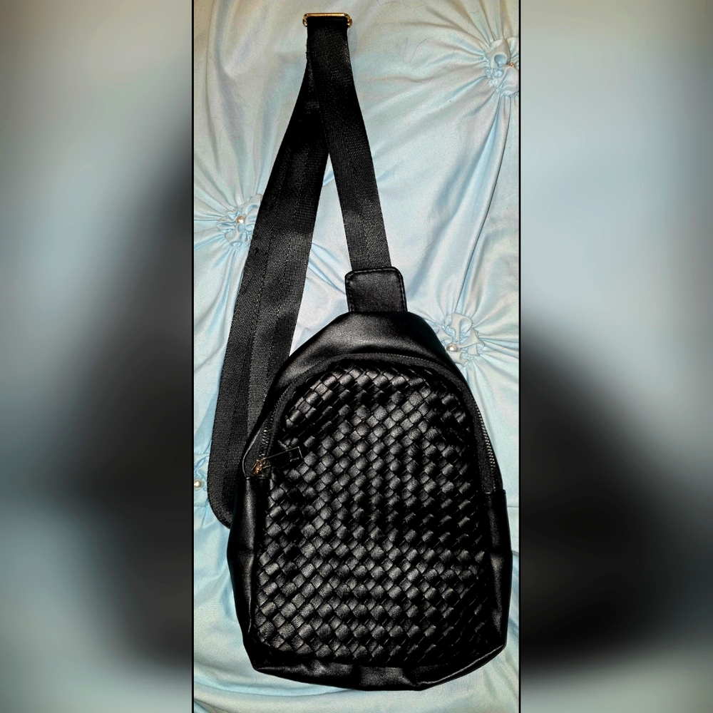 Black Woven Men's/women's Crossbody Bag